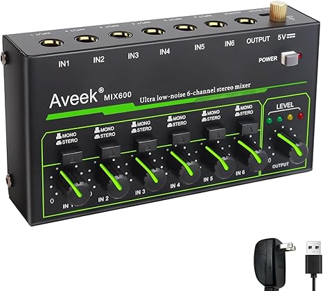 Audio Music Mixer - Aveek 6 Channel Mixer - Mini