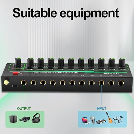 Aveek 10 Channel Mixer - Mini  - Audio Music Mixer avaliação e preço