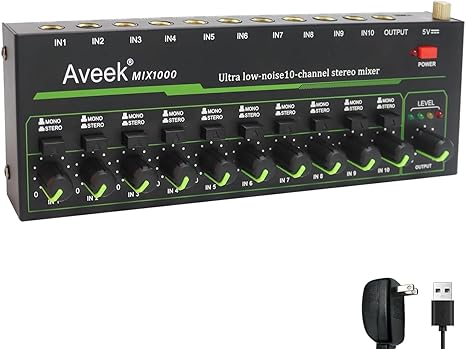Aveek 10 Channel Mixer - Mini  - Audio Music Mixer avaliação e preço