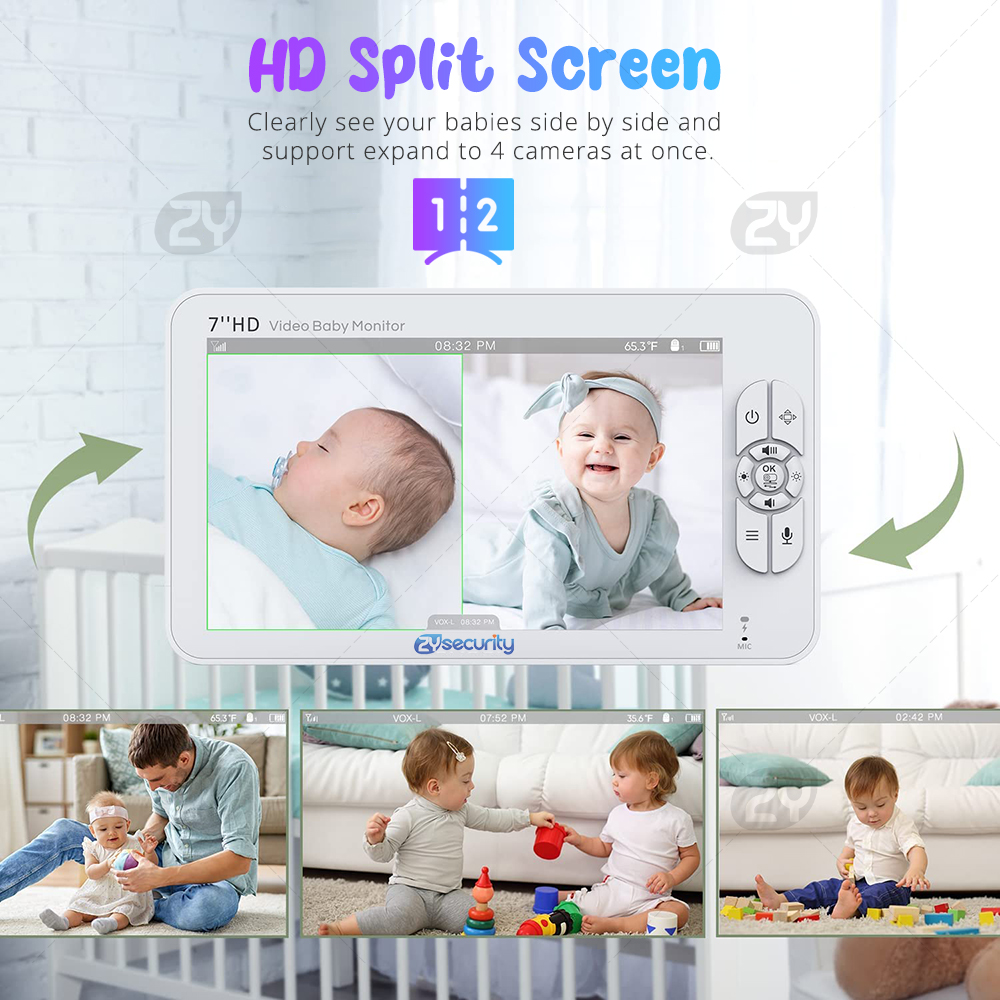 7.0 inch Video Baby Monitor HD - Zoom Audio Music avaliação e preço