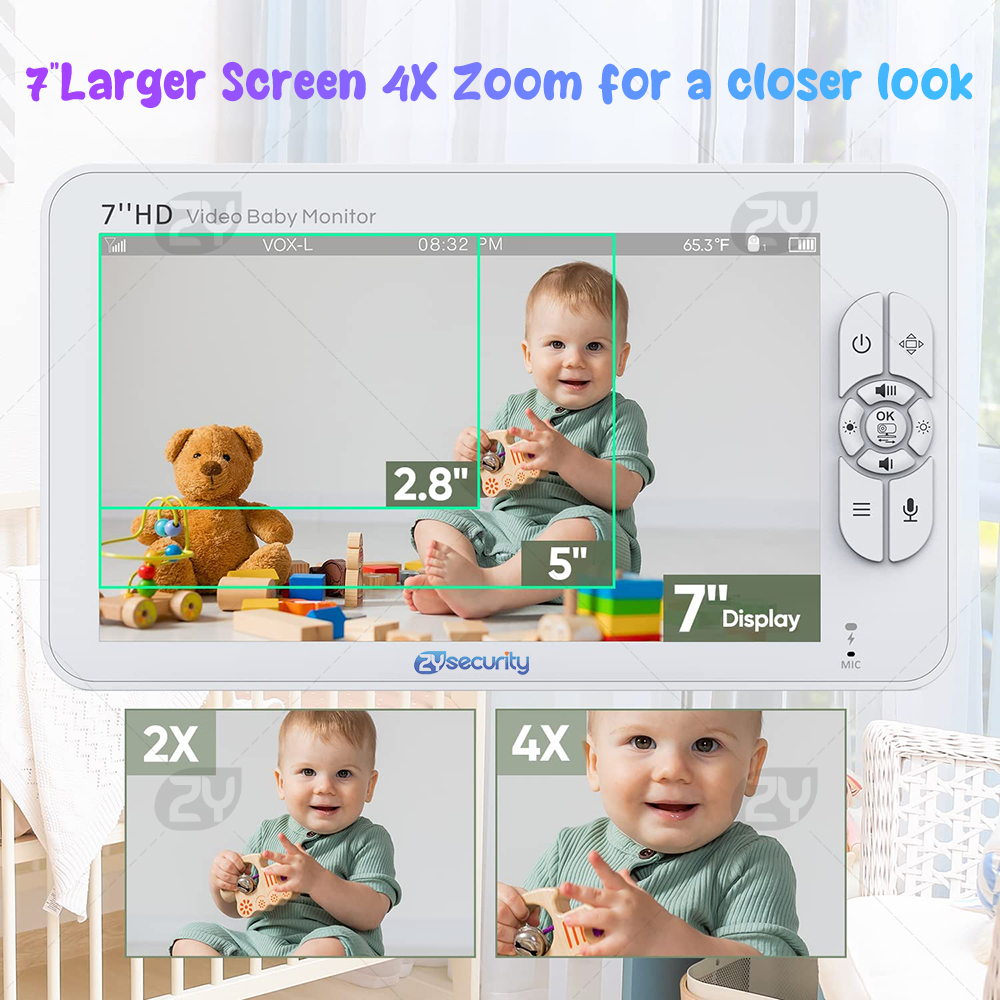 7.0 inch Video Baby Monitor HD - Zoom Audio Music avaliação e preço