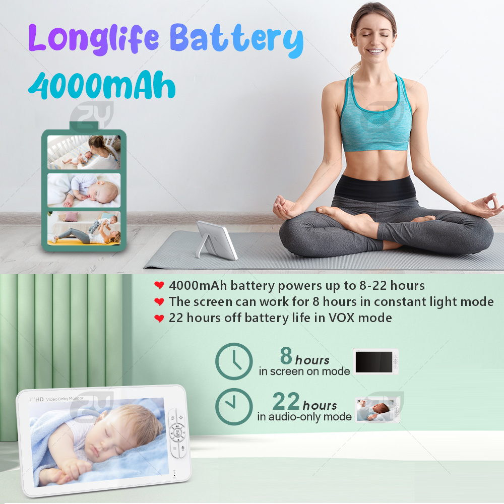 7.0 inch Video Baby Monitor HD - Zoom Audio Music avaliação e preço
