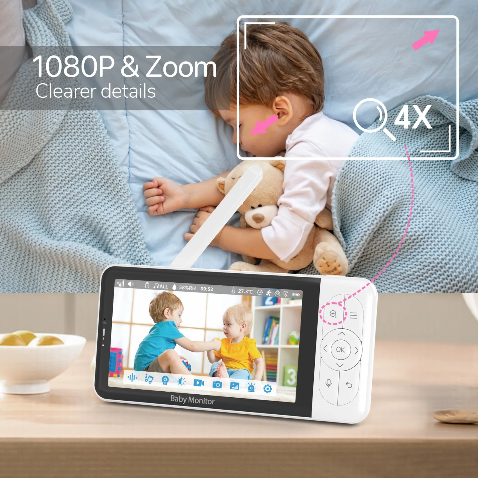 5 Inch Video Baby Monitor with - Zoom Audio Music avaliação e preço