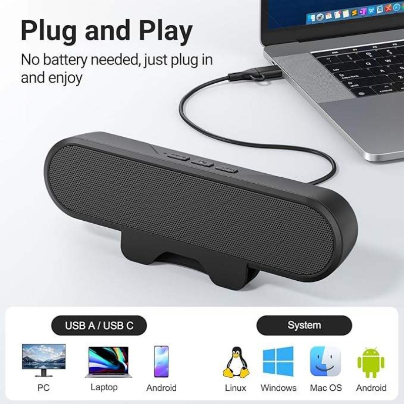 Portable Clip-on USB Soundbar  - Audio Music Free Online avaliação e preço