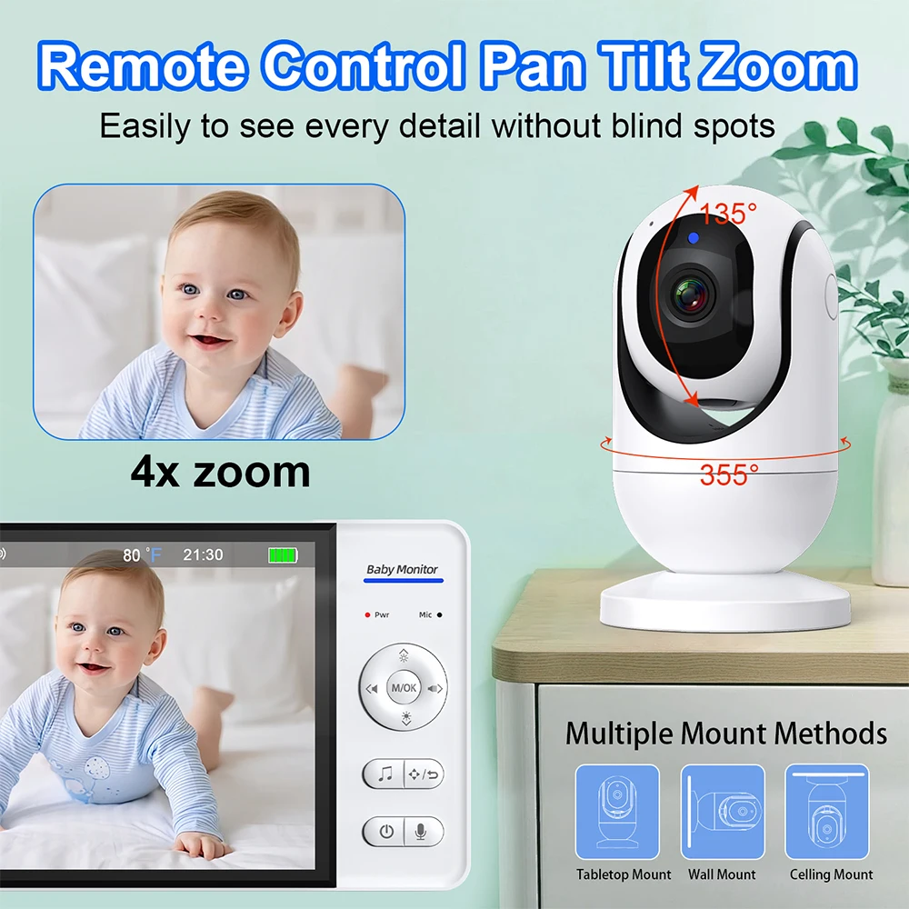 7.0'' Video Baby Monitor 720P  - Zoom Audio Music avaliação e preço
