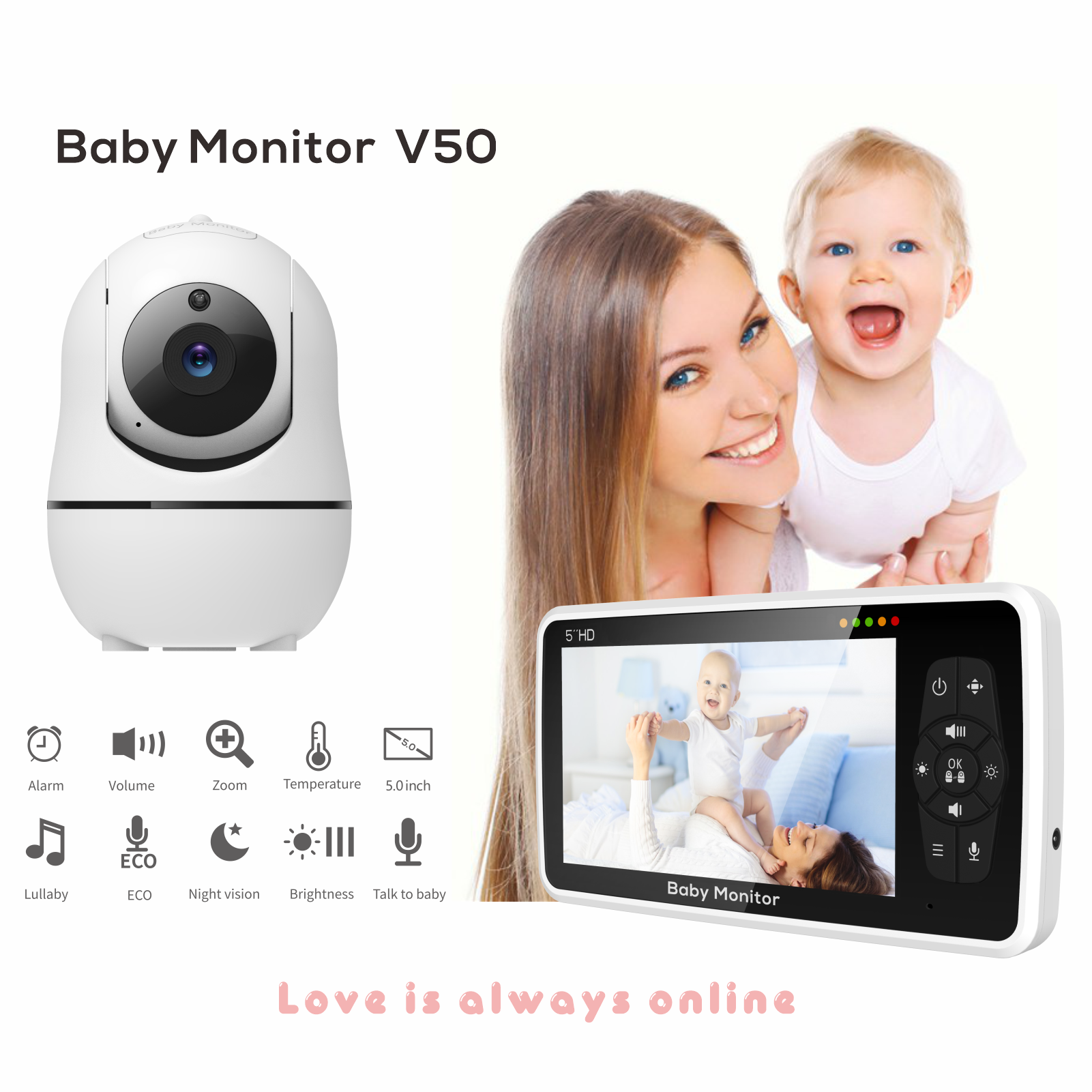 New 5 Inch Video Baby Monitor  - Zoom Audio Music avaliação e preço