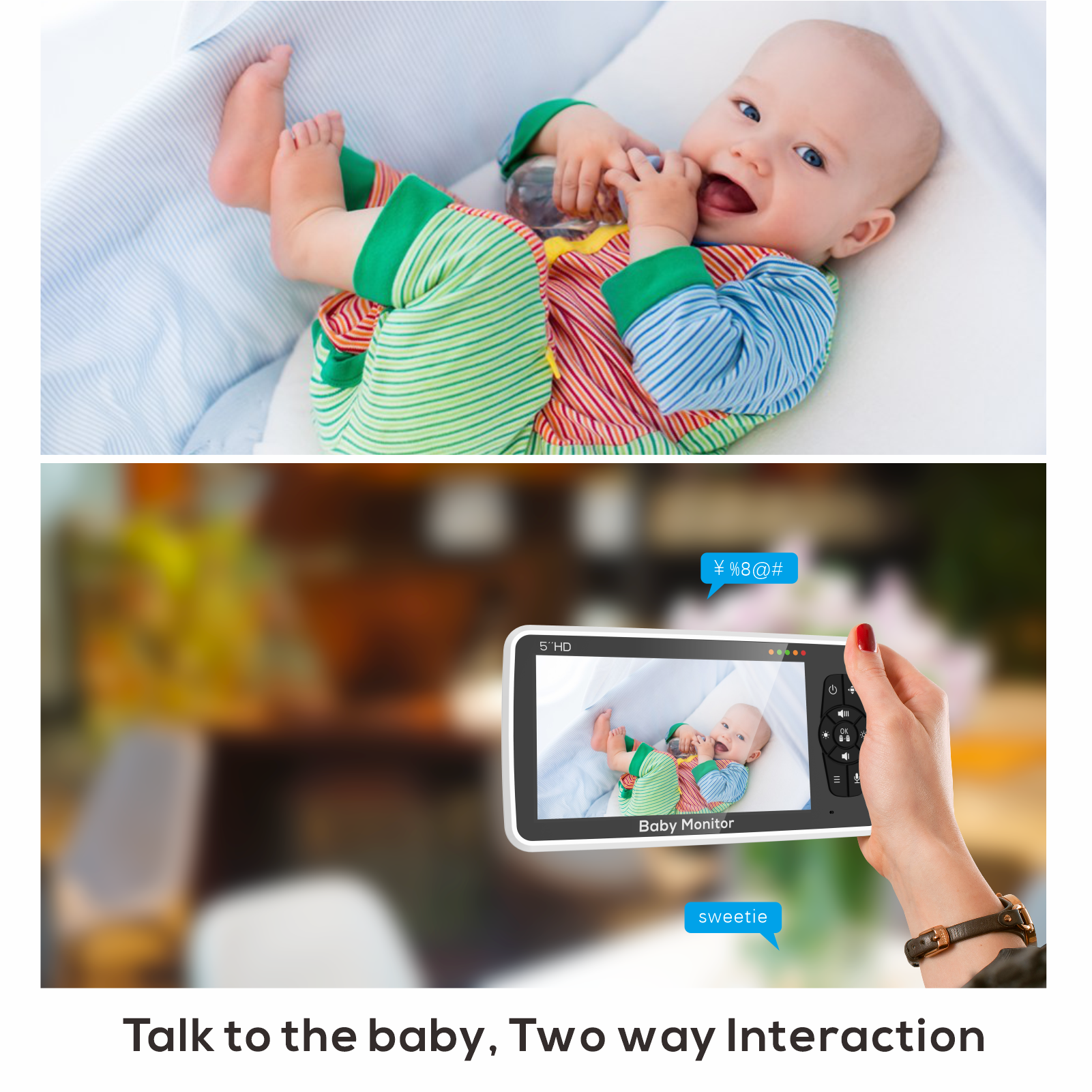 New 5 Inch Video Baby Monitor  - Zoom Audio Music avaliação e preço