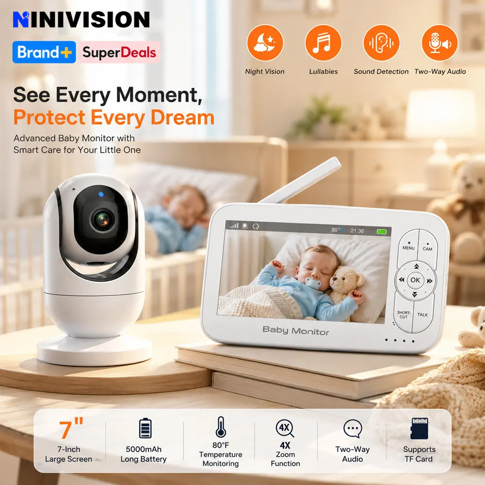 7-Inch 1080P Baby Monitor with - Zoom Audio Music avaliação e preço