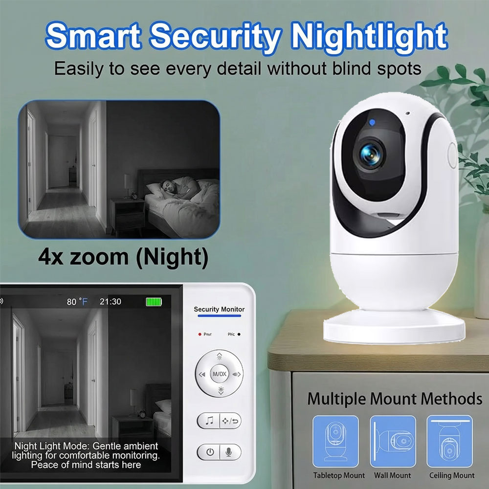 7-Inch 1080P Baby Monitor with - Zoom Audio Music avaliação e preço