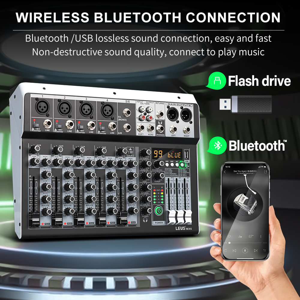 LEUS MX6 Channel 99 DSP Effect - Audio Music Mixer avaliação e preço