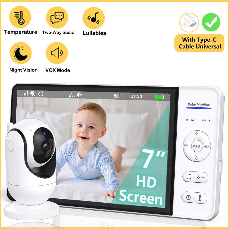 No WiFi 7 Inch Baby Monitor 2- - Zoom Audio Music avaliação e preço