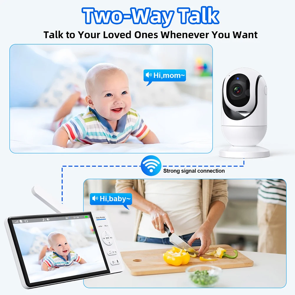 No WiFi 7 Inch Baby Monitor 2- - Zoom Audio Music avaliação e preço