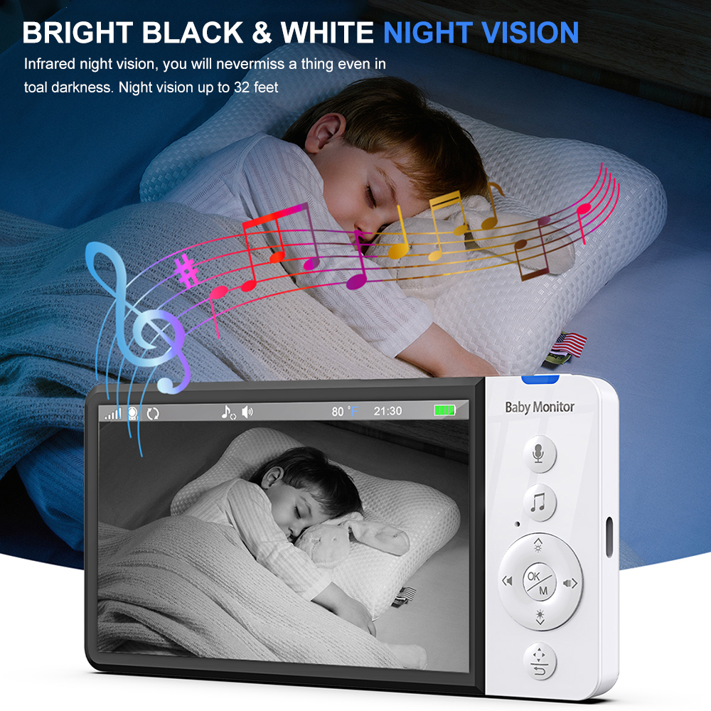 New 5'' Video Baby Monitor Wit - Zoom Audio Music avaliação e preço