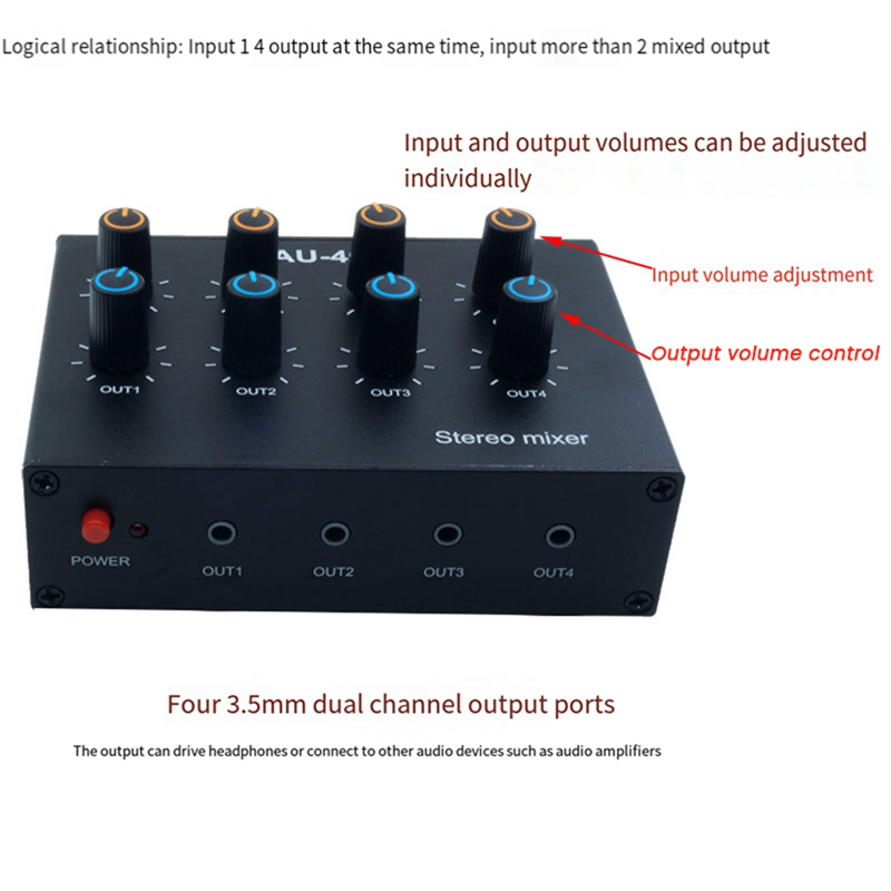 M07K-AU-404 Stereo Sound Four  - Audio Music Mixer avaliação e preço