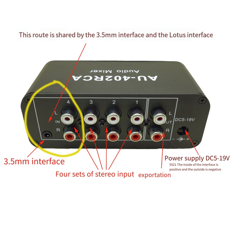 AU-402RCA Stereo Audio Mixer M - Audio Music Mixer avaliação e preço