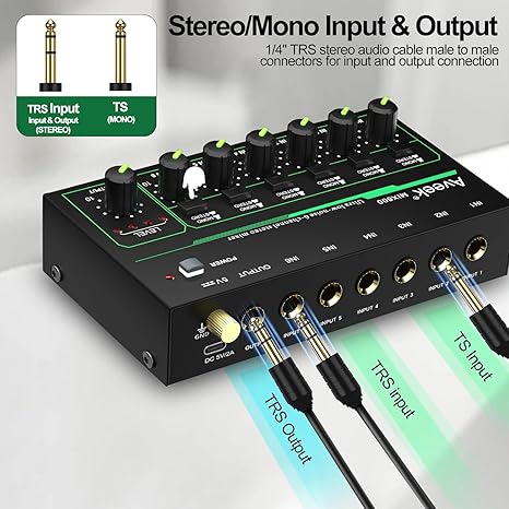 Aveek 6 Channel Mixer - Mini 6 - Audio Music Mixer avaliação e preço