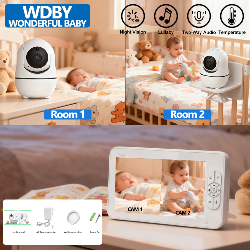 7.0 Inch HD Video Baby Monitor - Zoom Audio Music avaliação e preço