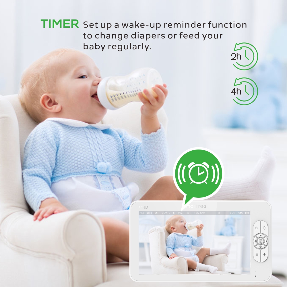 7.0 Inch HD Video Baby Monitor - Zoom Audio Music avaliação e preço