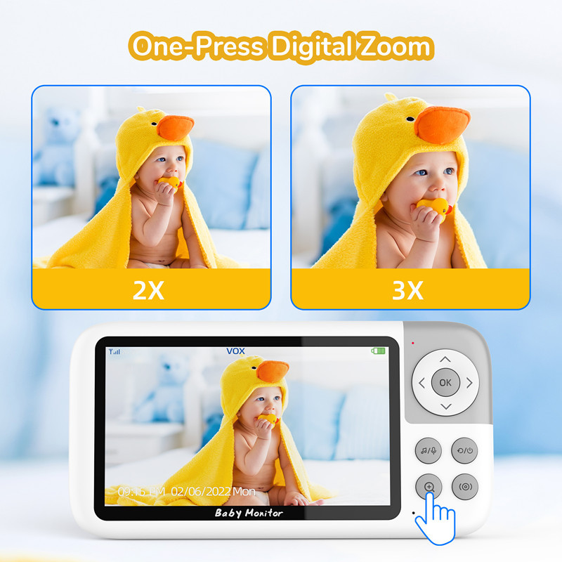 5 Inch 1080P LCD Baby Monitor  - Zoom Audio Music avaliação e preço