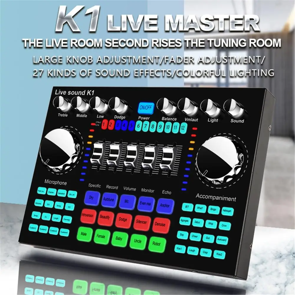 K1 Live Sound Card Voice Chang - Audio Music Mixer avaliação e preço