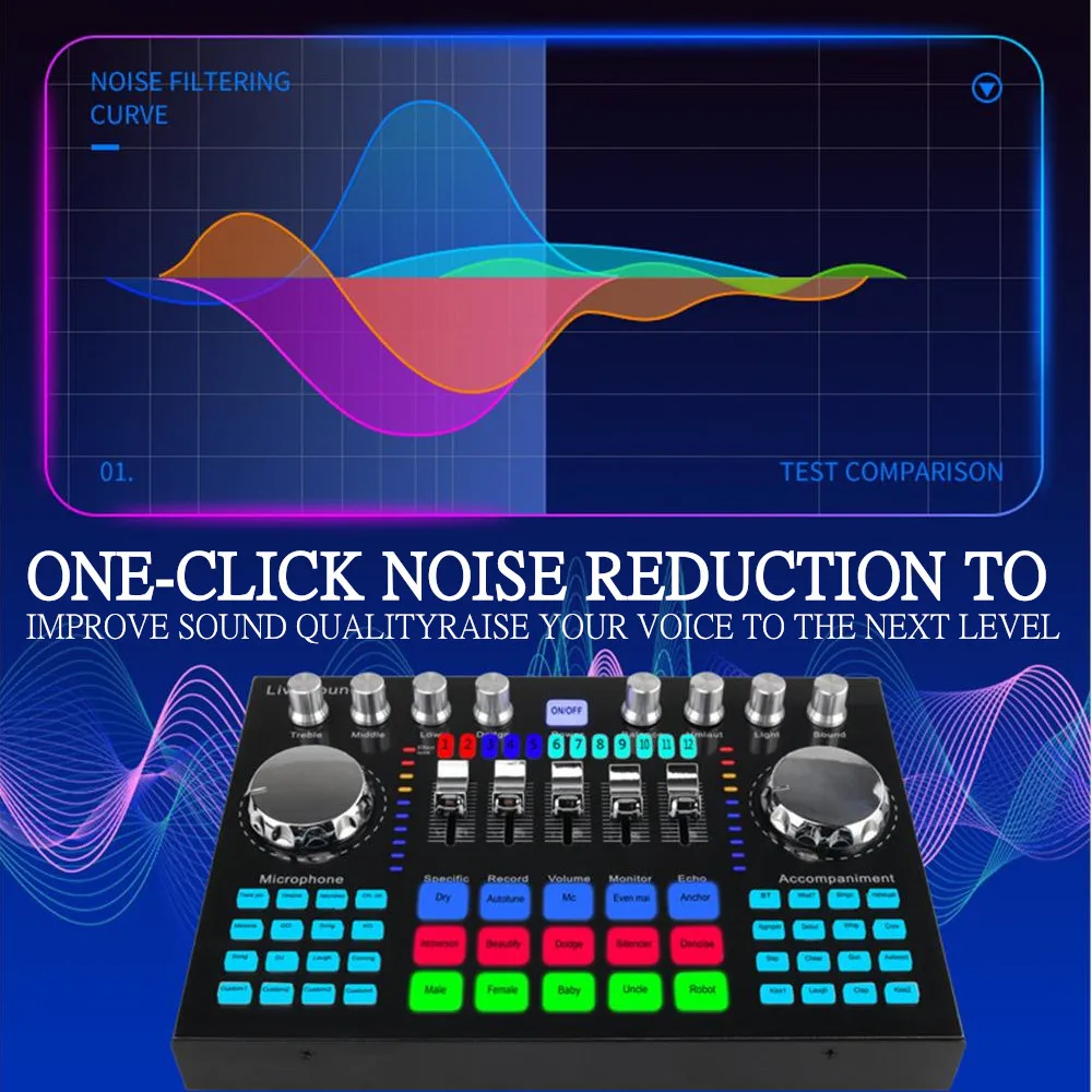 K1 Live Sound Card Voice Chang - Audio Music Mixer avaliação e preço