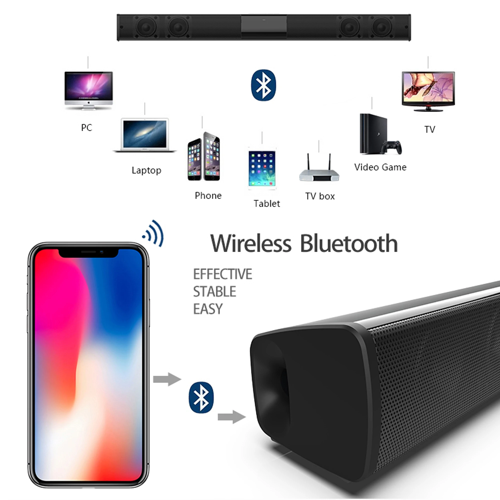 40W High Power Soundbar for TV - Audio Music Play avaliação e preço